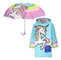Comprar Chubasqueros Para Niñas Y Niños Y Conjunto De Paraguas Para Niños - Paraguas Para Niños Pequeños Para La Lluvia - Chubasquero Para Niños Y Niñas Chubasquero Para 3-5 (diseño De Unicornio)
