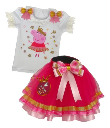 Vestido Fiesta Pepa Pig. Tutu Bebe Niña, Incluye Moño