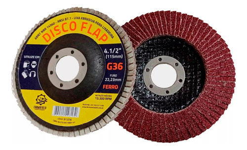 Kit 10 Lixa Flap Disc Ferro Aço Inox 115x22mm Grão 80 Ldi