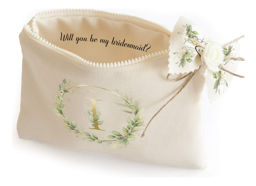 Boda Bolsa De Cosmetica  bridesmaid Regalo, M, Beige Y Rosa