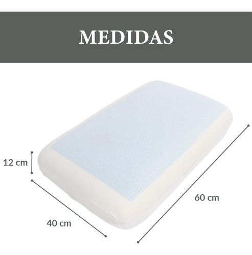 Almohada Fría Viscoelástica Memory Foam 60x40 Cm Blair Home Color Blanco