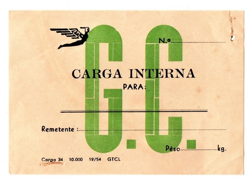 Etiqueta De Carga Interna - Varig - Anos 50