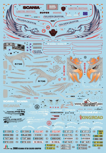 Scania R730 V8 Streamline Silver Griffin By Italeri # 3906