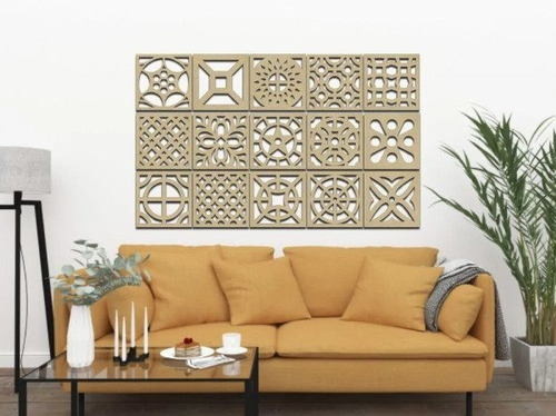 Imagem 7 de 8 de Kit 15 Placas Painel Vazado Decorativo Parede Cobogó Mdf 3mm