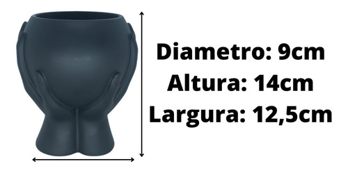 Imagem 4 de 4 de Cachepot Vaso Preto Mãos Para Suculentas Plantas Decoração