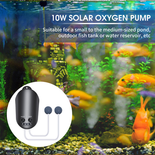 Bomba De Oxígeno Solar 10w Con Tanque De Pescado De Soporte