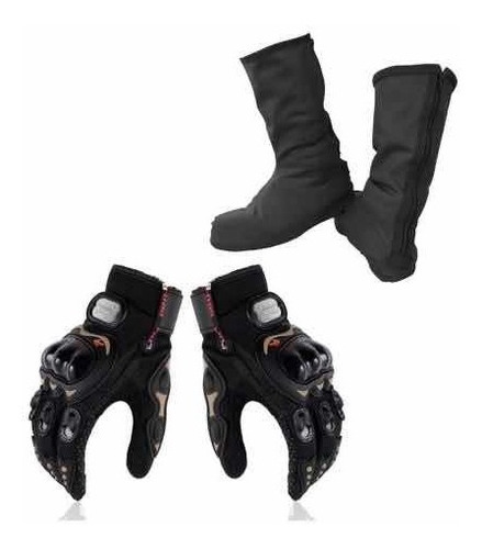 Botas Impermeables Motociclismo+guantes Protección Moto