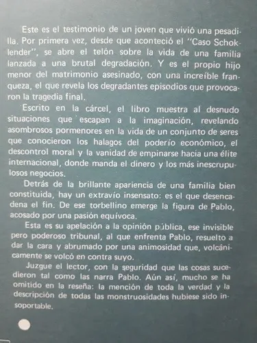 Yo Pablo Schoklender - Pablo Schoklender - 1° Ed Como Nuevo (Usado)