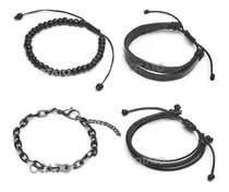 Comprar Pulsera Hombre - Pulsera Cuero Genuino - Brazalete Hombre - Pulseras Conjunto 4 En 1