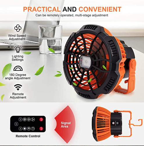 Ventilador De Techo De Camping De Luz Led Recargable Para Ex