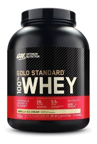 Imagen 1 de 2 de Suplemento en polvo Optimum Nutrition  Proteína Gold Standard 100% Whey proteína sabor vanilla ice cream en pote de 2.27kg