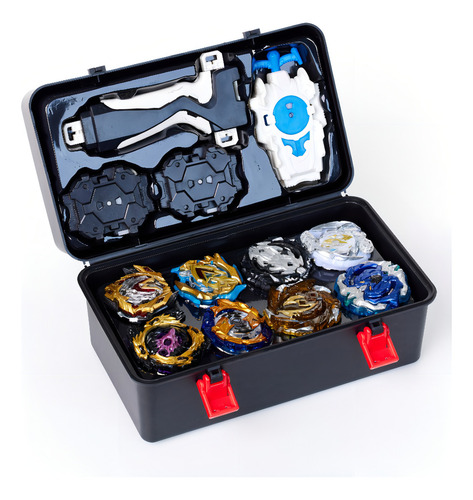 Kit Maleta 8 Bayblade Metal Com 3 Lançadores E Grip