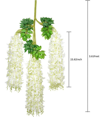 Flores Artificial Wisteria 12pzs 1.1m Decoración Fiesta Boda