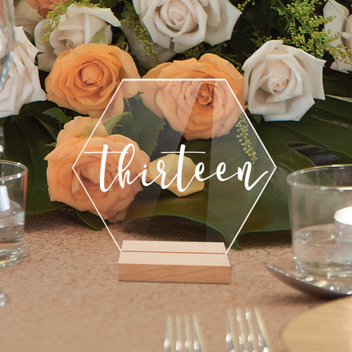 (a) Letrero Acrílico Con Números De Mesa De Boda Con Soporte