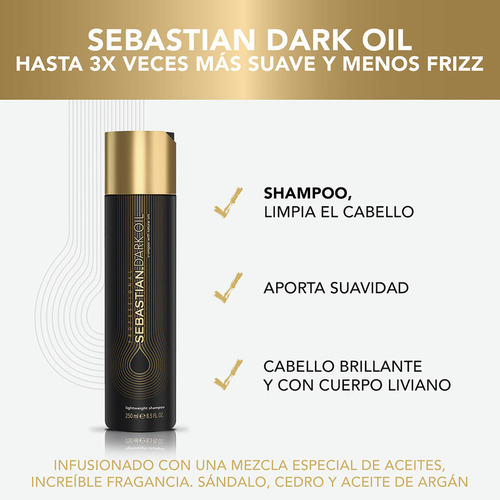 Shampoo Dark Oil Brillo Suavidad 250ml Sebastian