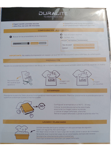 Papel Transfer A4 Textil Para Estampar Telas Oscuras 10h Blanco