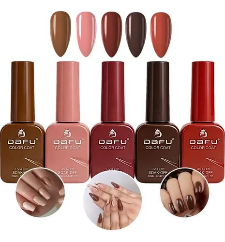 Kit 5 Esmaltes Em Gel Tons Marrom Nude Unhas Seca Cabine Uv