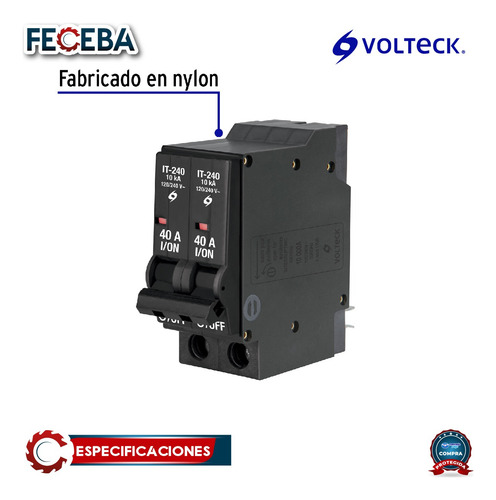 Interruptor De 2 Polos 40a, Enchufable 47511