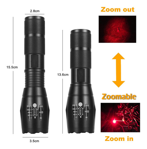 Linterna Led De Luz Roja De 1000 Lúmenes, Luz Táctica...