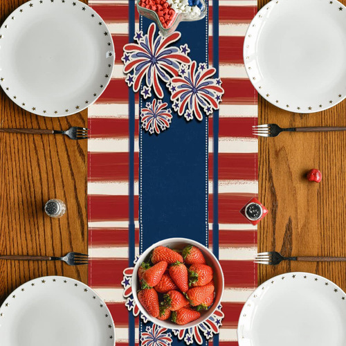 Mantel Con Forma De C, Bandera De Mesa Para El Día De La Ind