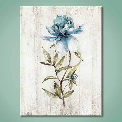 Lienzo Diseño De Flor Azul Pintado A Mano Para Decoracion