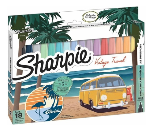 Sharpie Vintage Travel Marcadores + Stickers 18 Pzs 2152178