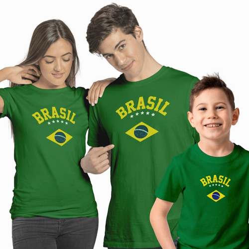 Camiseta Brasil Monte Seu Kit Família Copa Do Mundo 