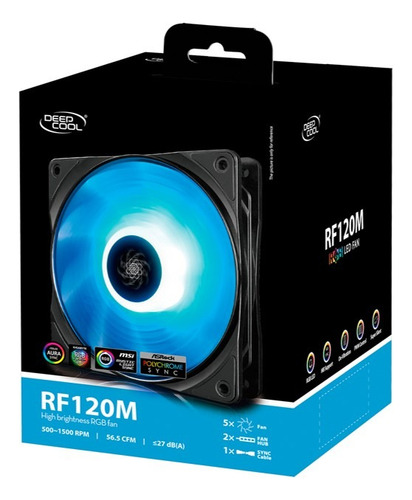 Pack 5 Fan Cooler Deepcool Rf120m Rgb De 120mm Pwm