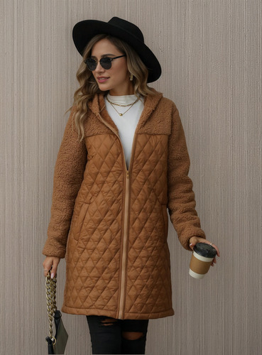 Abrigo De Felpa Con Cremallera Y Capucha De Moda Para Mujer