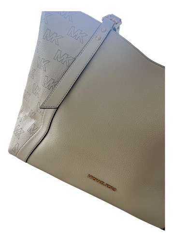 Cartera Bolso Michael Kors Detalle Monograma Original Beige Lisa Níquel Beige