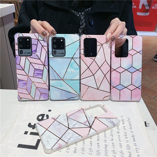 Funda Galaxy Marmol +pop Geometria Dama Mujer Protector Case
