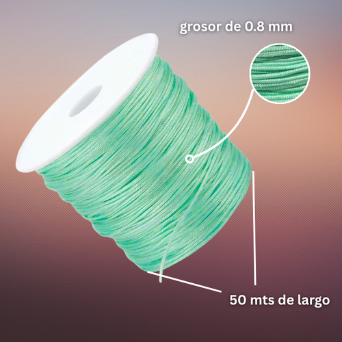 Rollo Hilo Chino 0.8mm Insumo De Bisutería Todo Los Colores Menta