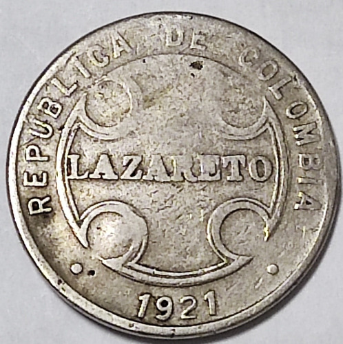 Moneda Ficha Lazareto 1921 Colombia