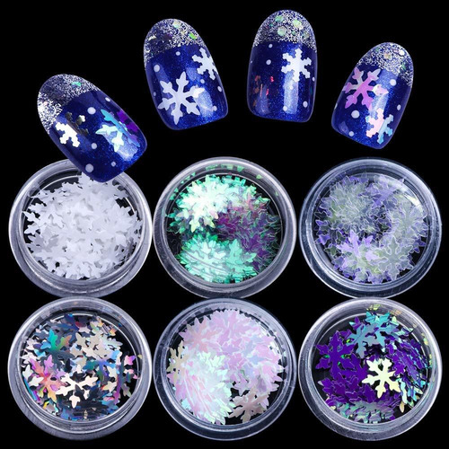 Copos De Nieve Nail Art Glitters Navidad Nail Stickers 3d Lá