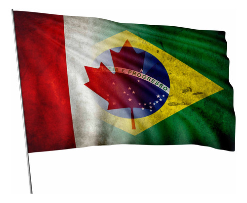 Bandeira Canadá E Brasil Envelhecida 100x70cm