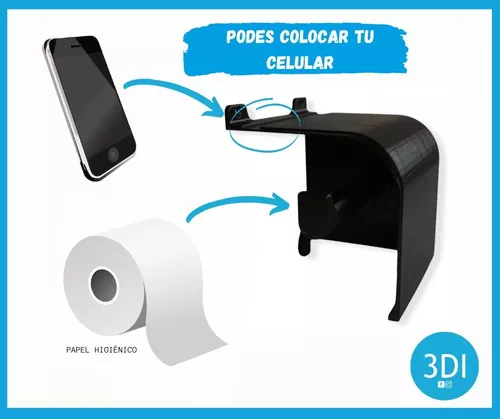 Soporte Porta Rollo Papel Higiénico Con Apoyo Para Celular - 3DImpressions