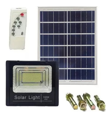 Foco Solar Led Con Panel +control Exteriorior