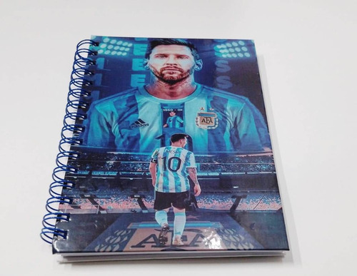 Libreta Messi Qatar 80hjs Afa Rayada Con Espiral 16x21cm