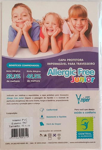 Capa Antialérgica Antiácaro Para Travesseiro Júnior Tnt/ Pvc