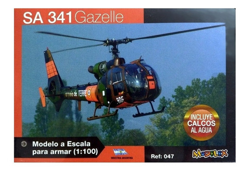 Imagen 1 de 2 de Helicoptero 341 Gazelle - Escala 1/100 Modelex 047
