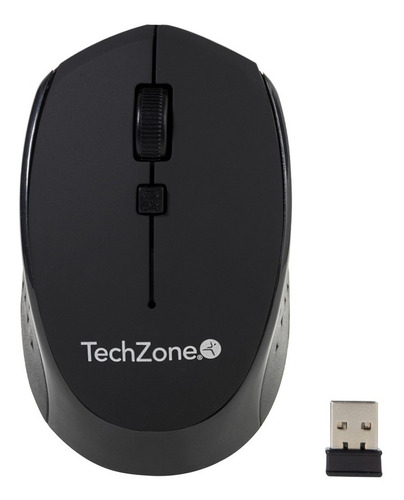 Mouse Óptico Techzone Inalámbrico Diseño Ambidiestro 1600dpi Color Negro