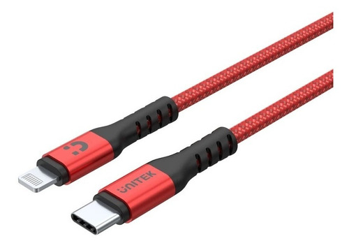 Cable Carga Rapida iPhone De Usbc A Lightning Premium Unitek Color Rojo