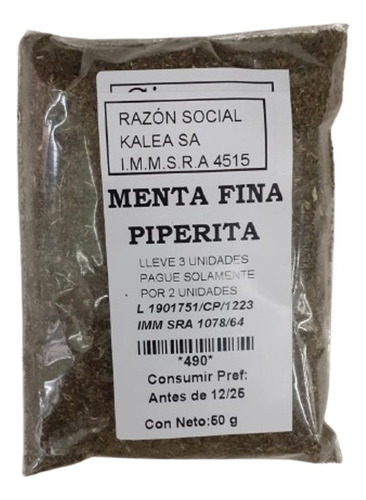 Menta Piperita Fina  50g 3x2 Precio Por Unidad