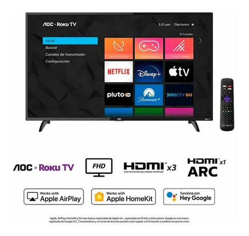 Imagen 3 de 7 de Televisor Aoc Led 43'' Fhd Smart Tv 43s5195