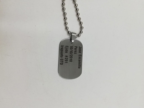 Placa Militar Niño Identificacion Grabado Y Cadena Gratis