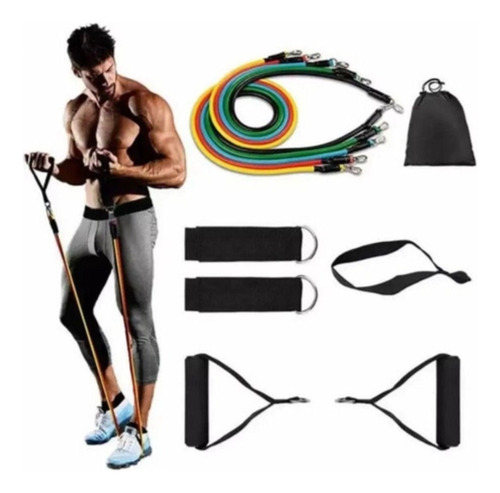 Kit Elástico Extensor 11 Peças Funcional Treino Top