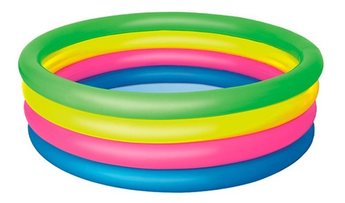 Piscina Inflable Infantil Diseño Arcoíris Bestway Con 4 Aros