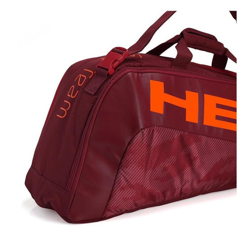 Bolso Raquetero Head Tour Team 6R Combi Color Rojo y Coral Capacidad hasta Seis Raquetas de Tenis Con Compartimiento Isotérmico