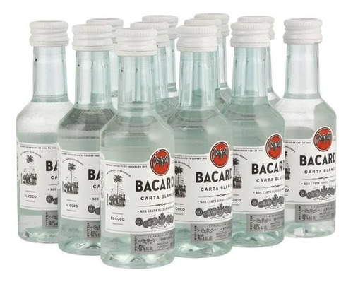 Pack De 12 Ron Bacardi Carta Blanca Mini 50 Ml