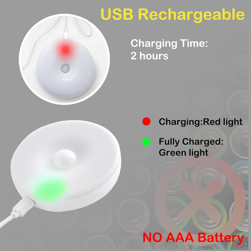 Paquete De 3 Luces Led De Noche Con Sensor De Movimiento, Lu